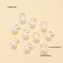 10pcs Pearl Hair Clip Women's Small Metal Golden Hair Accessories