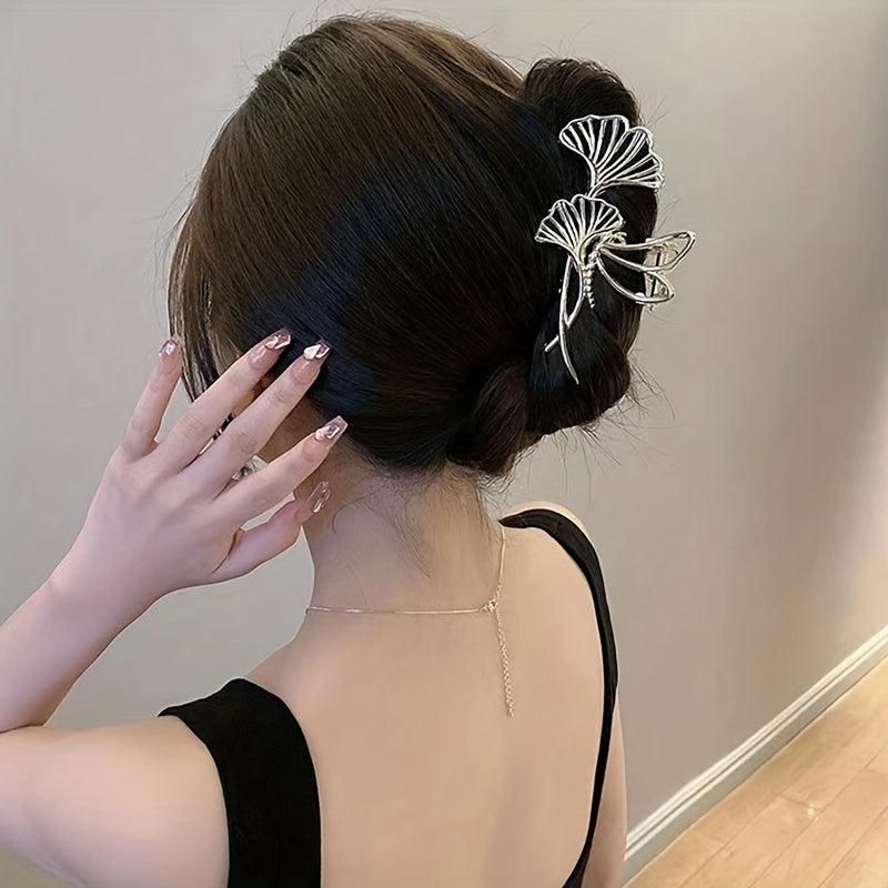 Lotus Leaf Shape Metal Hair Claw Back Head Clip Female Headdress