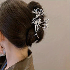Lotus Leaf Shape Metal Hair Claw Back Head Clip Female Headdress