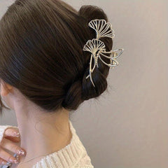 Lotus Leaf Shape Metal Hair Claw Back Head Clip Female Headdress