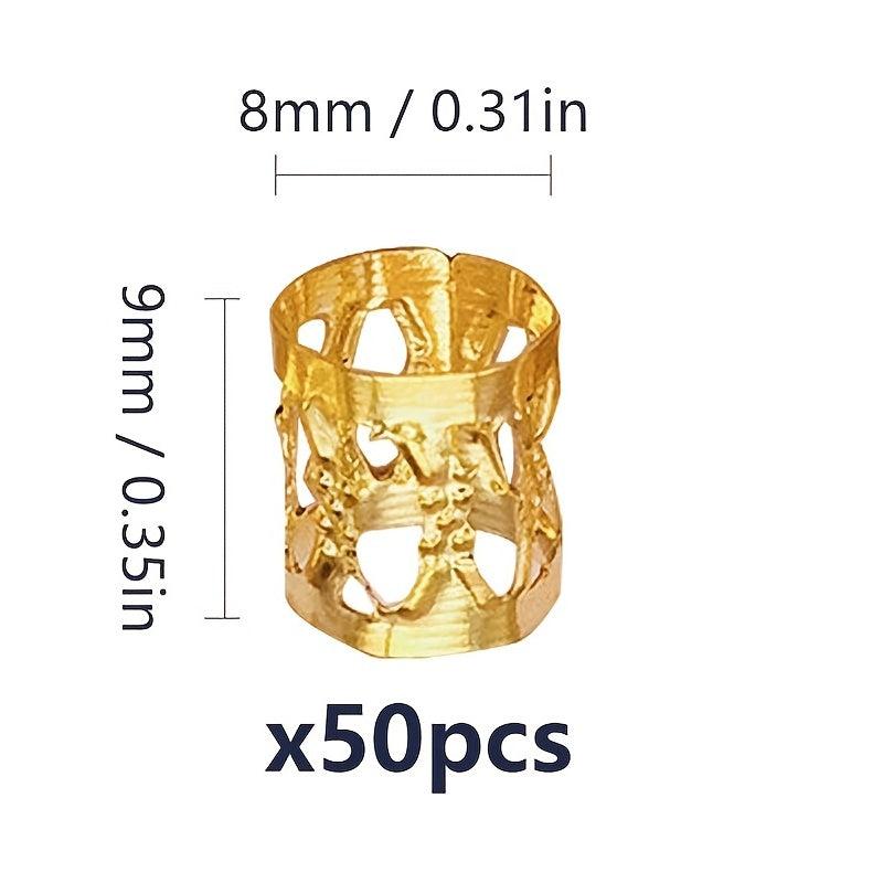 50pcs Aluminum Hair Jewelry Rings Dread Locks Adjustable Metal Cuffs Hair Clips