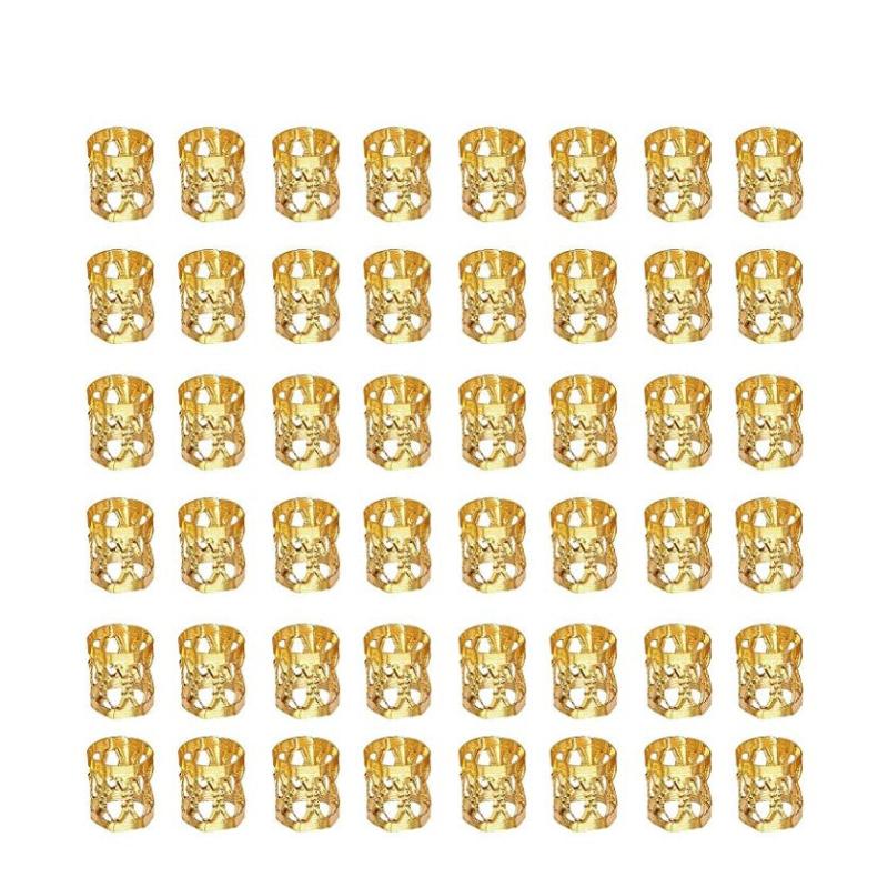 50pcs Aluminum Hair Jewelry Rings Dread Locks Adjustable Metal Cuffs Hair Clips
