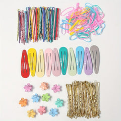 Colorful Hair Accessories Set with Rubber Bands, Clips, Mini Claws, Bobby Pins