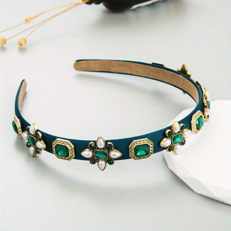 Retro Crystal Head Band Wide Brim Head Hoop Head Jewelry Hair Accessories