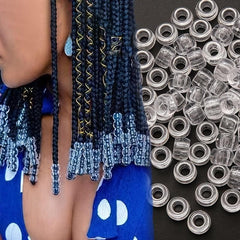 20pcs Clear Resin Hair Rings Metal Hair Clips for Braiding Dreadlock Rings