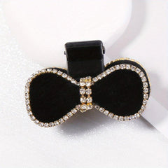 Velvet Bow Hair Claw Rhinestone Brimmed Hair Claw Clip