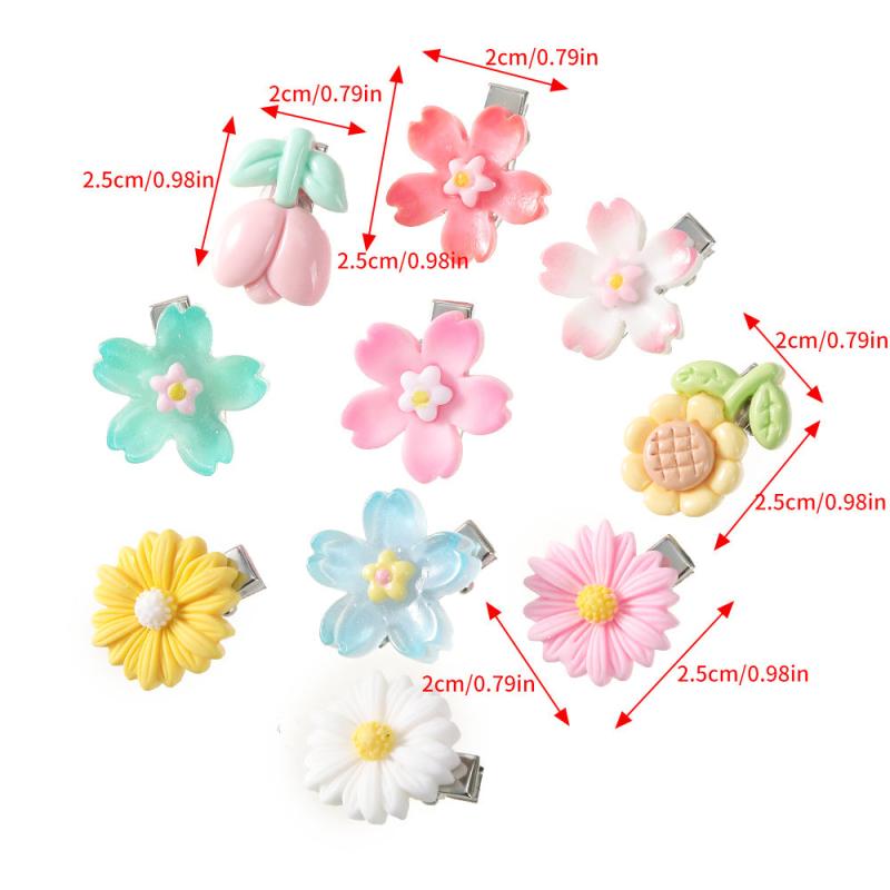 5pcs Sunflower Resin Hair Clip Duck Billed Mini Side Clip