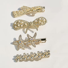 4pcs Rhinestone Duck Billed Clip Crystal Head Jewelry Hair Accessories
