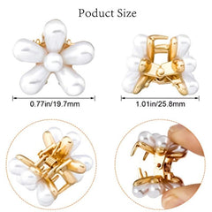 10pcs Mini Faux Pearl Hair Clips Flower Hair Claw Clip Wedding Accessories