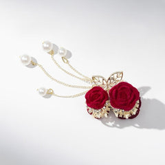 Rose & Tassel Hair Claw Clip Resin Hairgrip Non Slip Hair Accessory