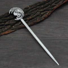 Vintage Viking Style Dragon Pattern Hair Stick Silvery Jewelry