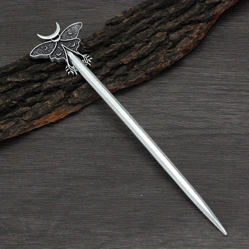 Vintage Viking Style Hairpin Moth Hair Stick Witch Nordic Celtic Accessory