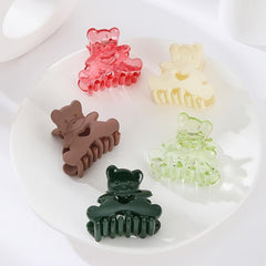 5pcs Mini Resin Bear Hair Claw Clips for Women Girls