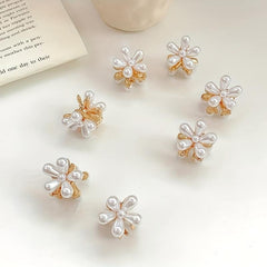 10 Pcs Mini Pearl Hair Claw Clips Flower Decor Hair Accessories Women Girls