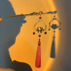 Vintage Hair Pin With Lotus Lantern Tassel Retro Style Palace Hairpin