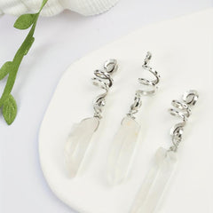 3pc Natural Crystal Swirl Bead Hair Ring Charm Hair Accessories