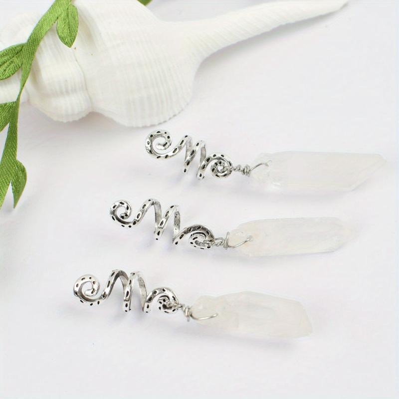 3pc Natural Crystal Swirl Bead Hair Ring Charm Hair Accessories