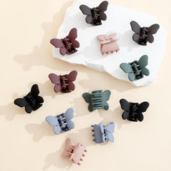 12pcs Matte Mini Butterfly Shape Hair Claw Plastic Shark Claw Hair Accessories