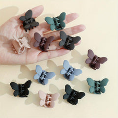 12pcs Matte Mini Butterfly Shape Hair Claw Plastic Shark Claw Hair Accessories