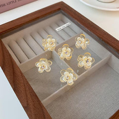 8pcs Rhinestone Mini Flower Hair Claw Clip Clear Grip Accessory
