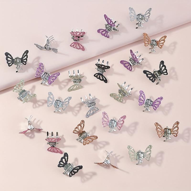 Rhinestone Butterfly Mini Hair Claw for Women Girls Sweet Hair Accessories