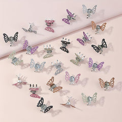 Rhinestone Butterfly Mini Hair Claw for Women Girls Sweet Hair Accessories