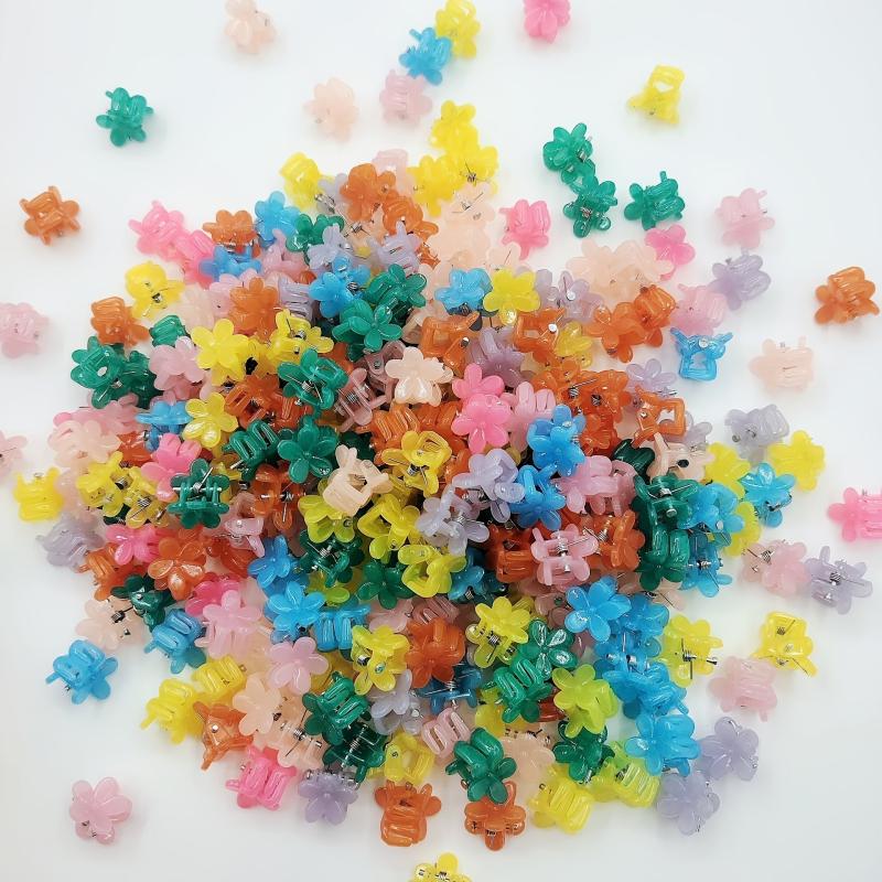 30Pcs Flower Mini Hair Clip Claw for Baby Girls - Bright Colors