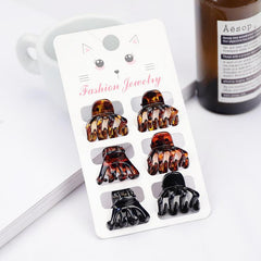 6pcs Mini Bow Hair Claw Leopard Pattern Nonslip Shark Claw Hair Accessories