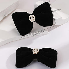 Velvet Skull Bow Hair Clip Cyberpunk Hair Pin Barrette Accessories