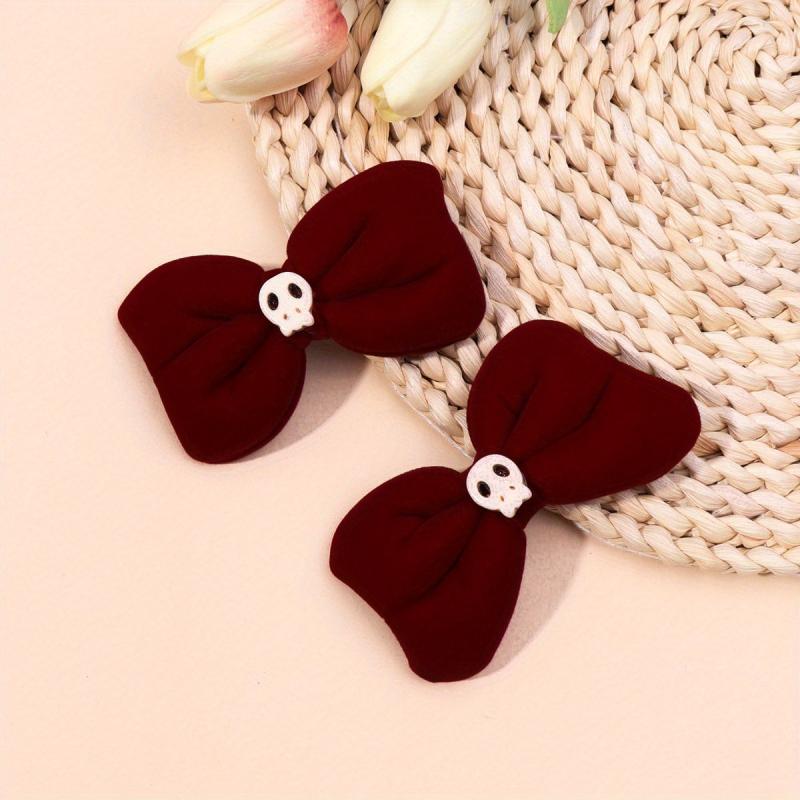 Velvet Skull Bow Hair Clip Cyberpunk Hair Pin Barrette Accessories