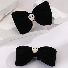 Velvet Skull Bow Hair Clip Cyberpunk Hair Pin Barrette Accessories