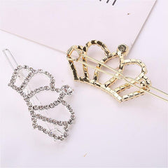 Rhinestone Crown Hairclip Golden Silvery Hairpin Barrette Cyberpunk Y2K