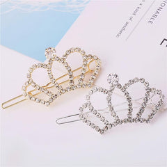 Rhinestone Crown Hairclip Golden Silvery Hairpin Barrette Cyberpunk Y2K