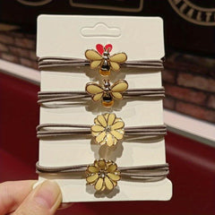 4pcs Bee Hair Rings Hair Ropes Daisy Decor Hair Tie Style Ponytail Holder