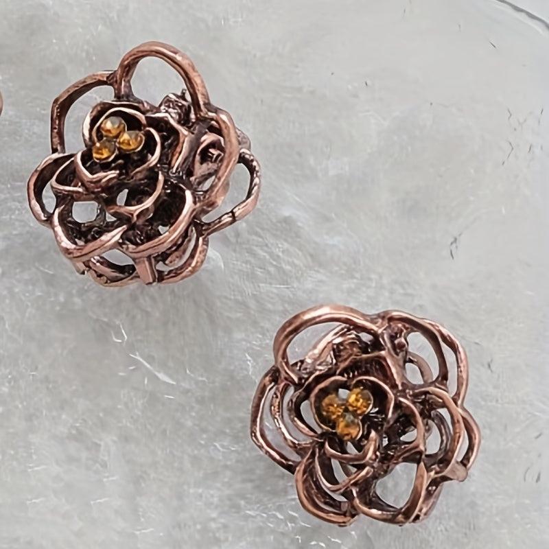 5pcs Vintage Hair Claw Mini Metal Hair Claw Hollow Flower Shaped