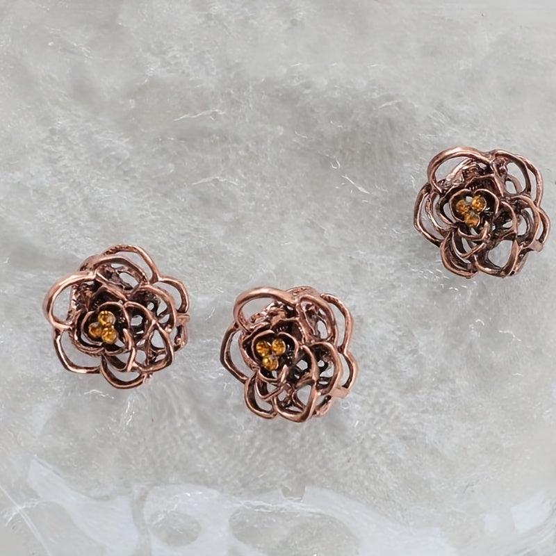 5pcs Vintage Hair Claw Mini Metal Hair Claw Hollow Flower Shaped
