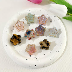 5pcs Smile Face Star Hair Claw Clip Acetate Mini Banana Clip