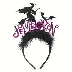 Halloween Headband Hello Halloween Letter Decor Head Hoop Witch Bat Hair Band