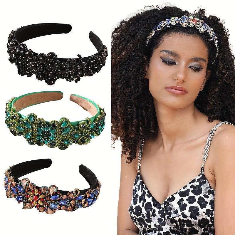 Baroque Rhinestone Headband Crystal Head Hoop Sparkle Headdress Jewelry