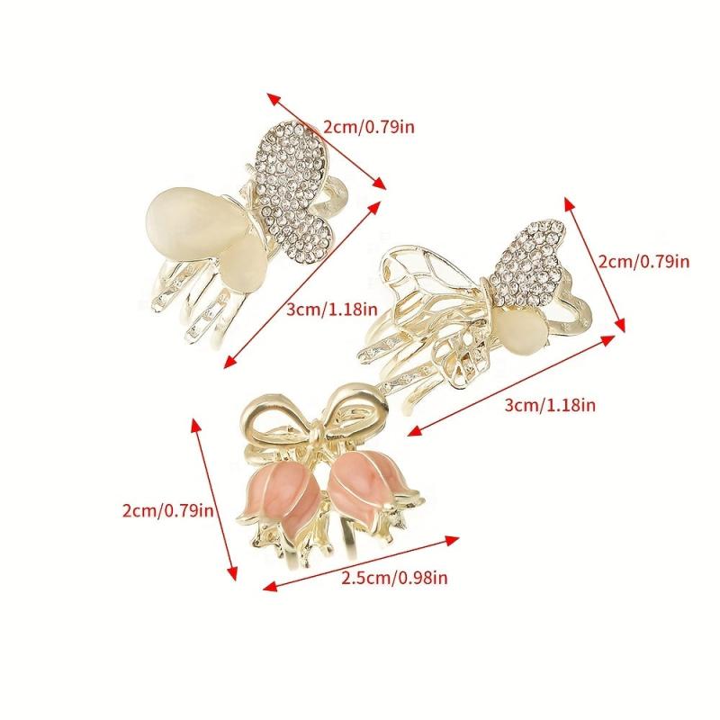 Metal Mini Hair Clip Rhinestone Butterfly Small Hair Clip Flower Hair Clip