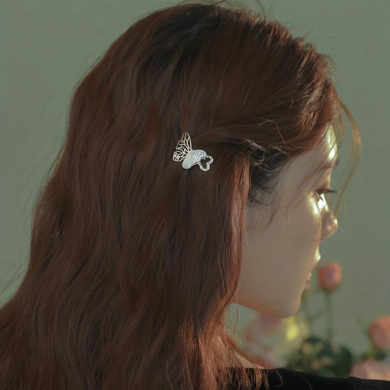 Metal Mini Hair Clip Rhinestone Butterfly Small Hair Clip Flower Hair Clip