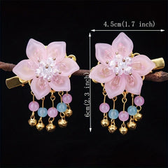 Flower Hair Clip With Bells Pendant Chinese Ancient Costume Hair Accessories