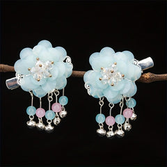 Flower Hair Clip With Bells Pendant Chinese Ancient Costume Hair Accessories