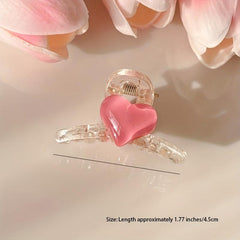 Y2K Jelly Pink Heart Hair Claw Mini Hair Claw