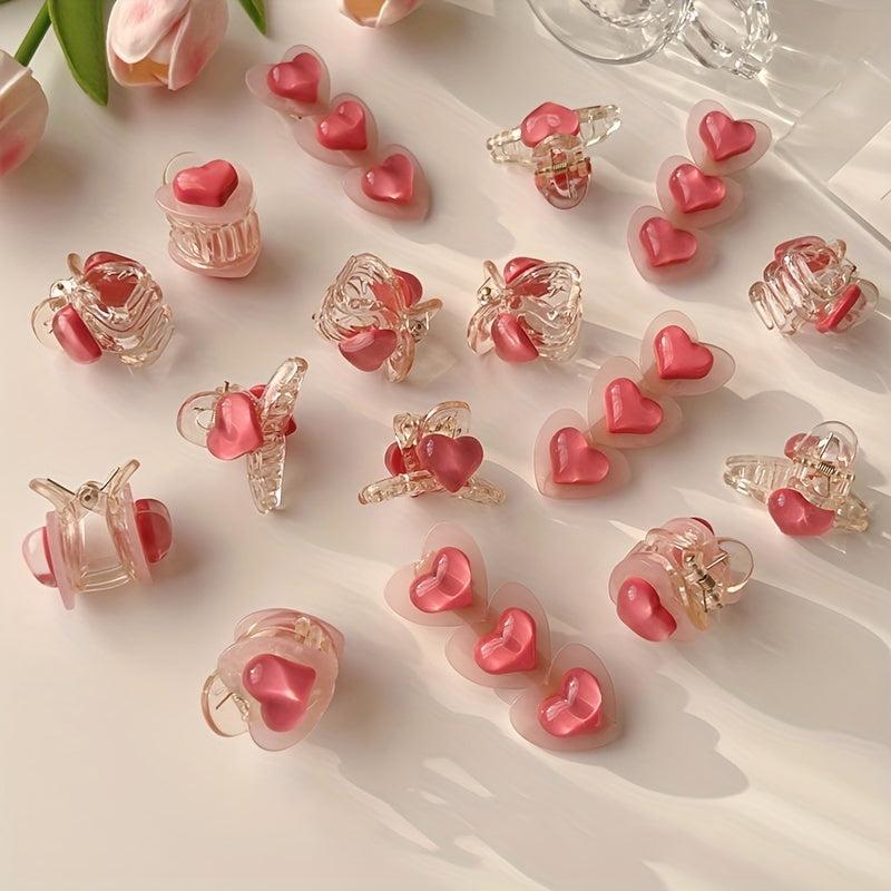 Y2K Jelly Pink Heart Hair Claw Mini Hair Claw