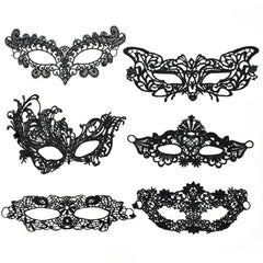 6pcs Sexy Venetian Masks Women Black Eye Mask Masquerade Halloween Party