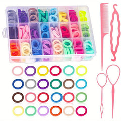 240 Pcs Baby Hair Ties with 4 Hair Loop Tools
