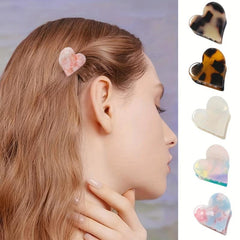 6pcs Mini Heart Shaped Hair Claw Acetate Hair Claw Nonslip Shark Claw