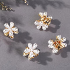 5pcs Mini Pearl Flower Hair Claw Clips Strong Hold Grip Hair Jaw Clip