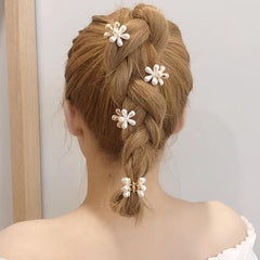 5pcs Mini Pearl Flower Hair Claw Clips Strong Hold Grip Hair Jaw Clip